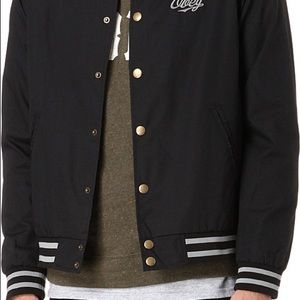 Men’s black obey bomber varsity jacket